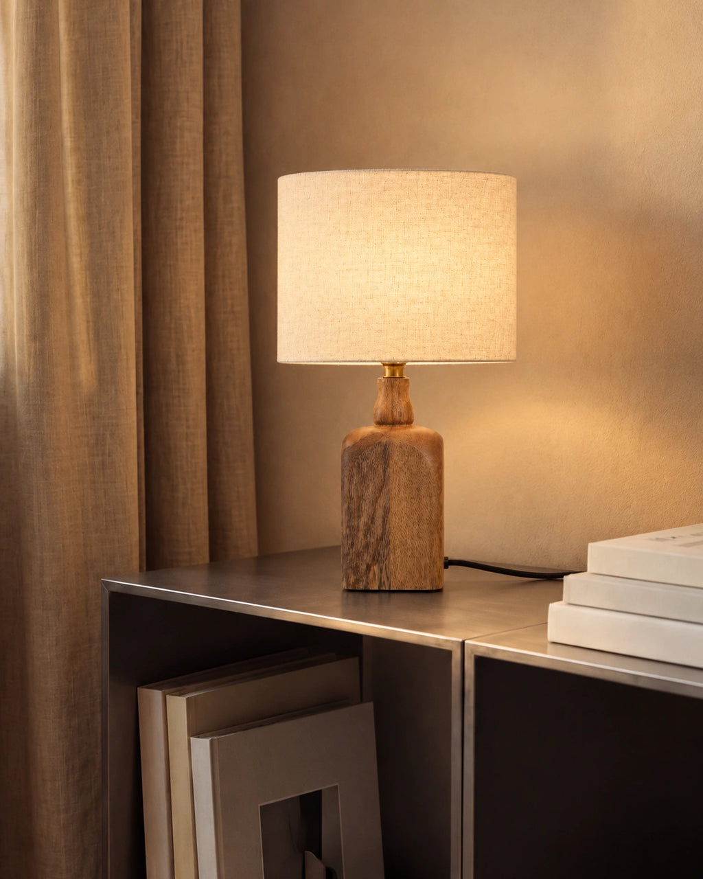 Lampe de chevet bois de bambou de style rétro