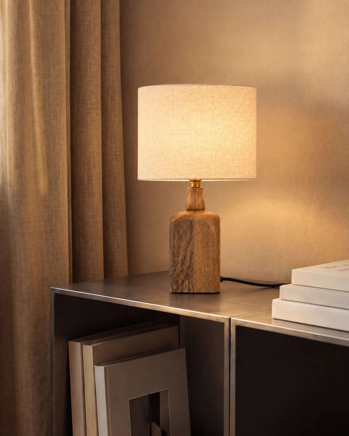 Lampe de chevet bois de bambou de style rétro