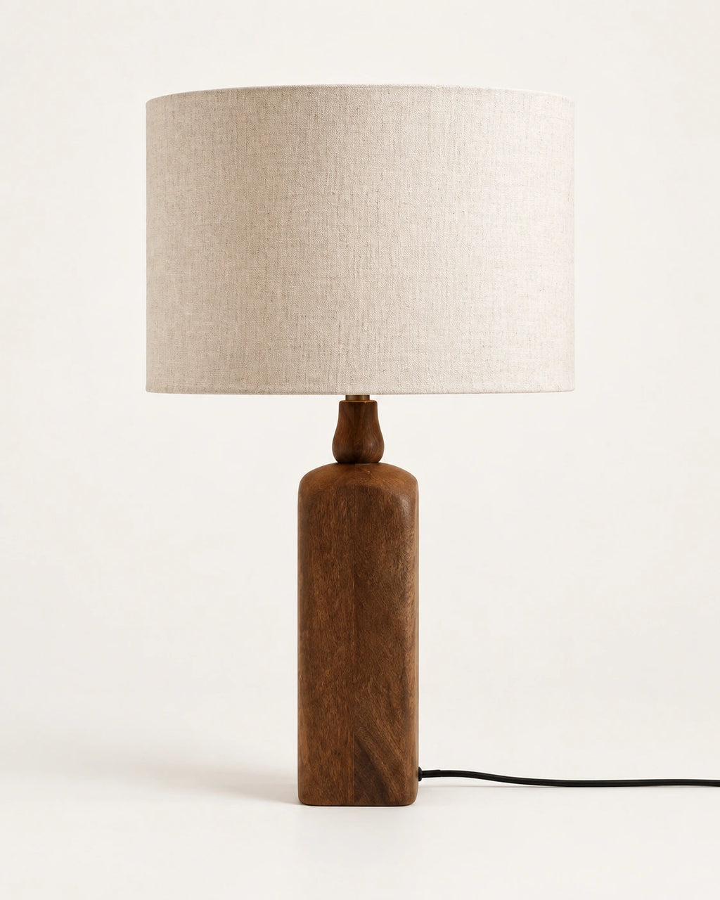 Lampe de chevet scandinave en bois foncé et beige