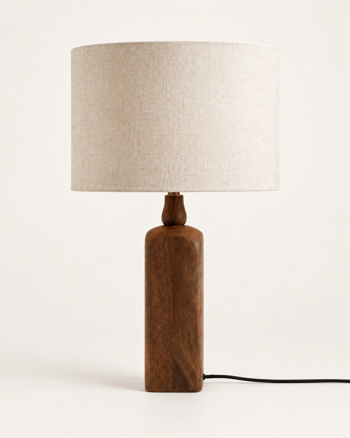 Lampe de chevet scandinave en bois foncé et beige