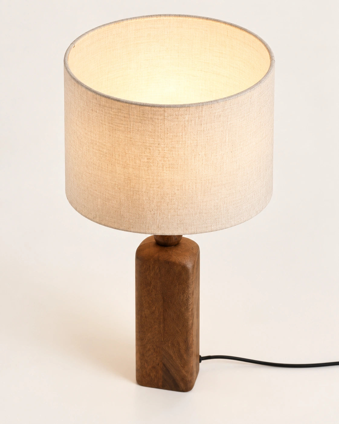 Lampe de chevet scandinave en bois foncé et beige