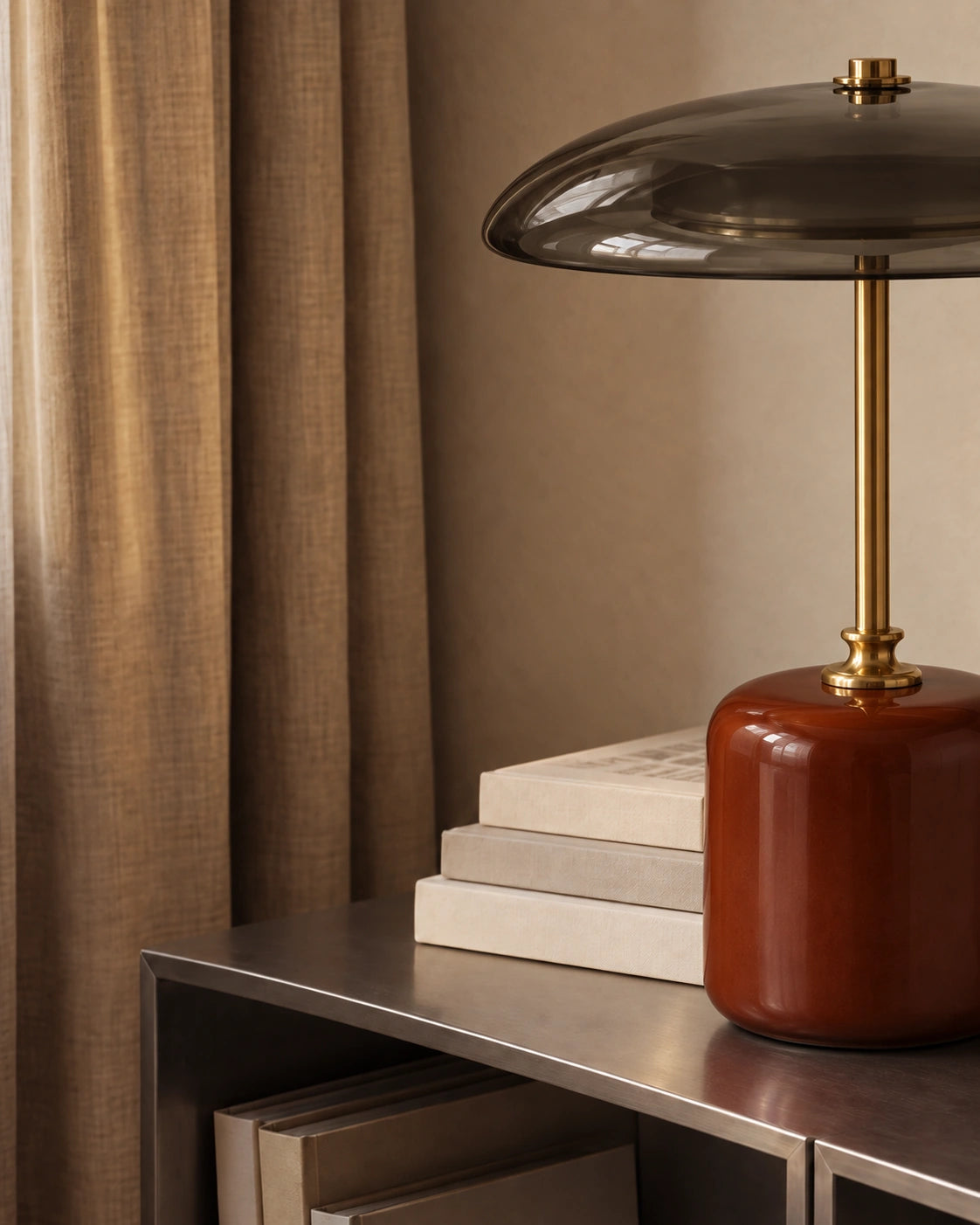 Lampe de chevet champignon en verre noir