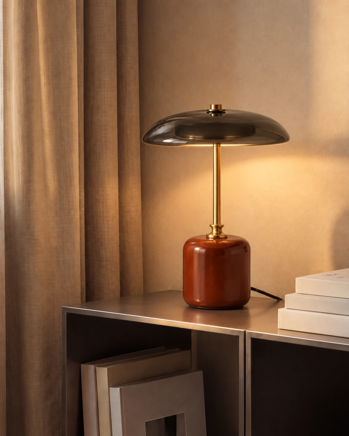 Lampe de chevet champignon en verre noir