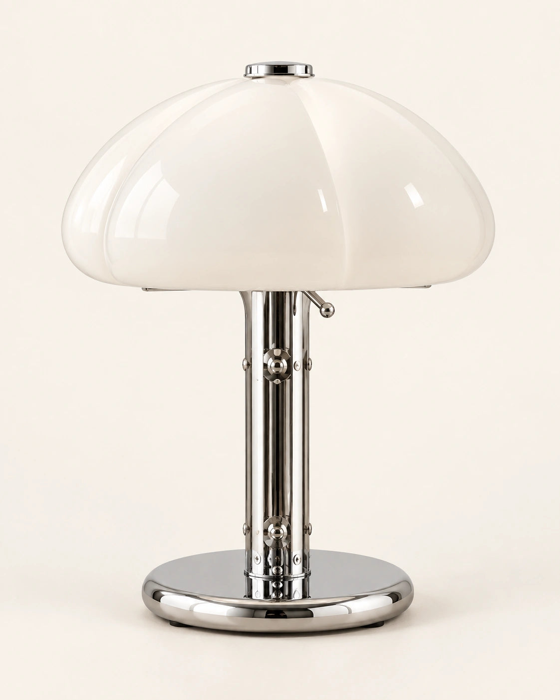 Lampe de chevet citrouille en verre blanc et en métal