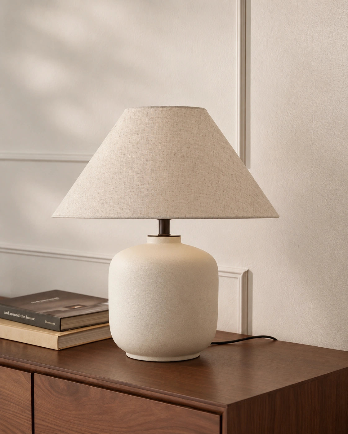 Lampe de chevet beige wadi sabi beige et abat jour beige
