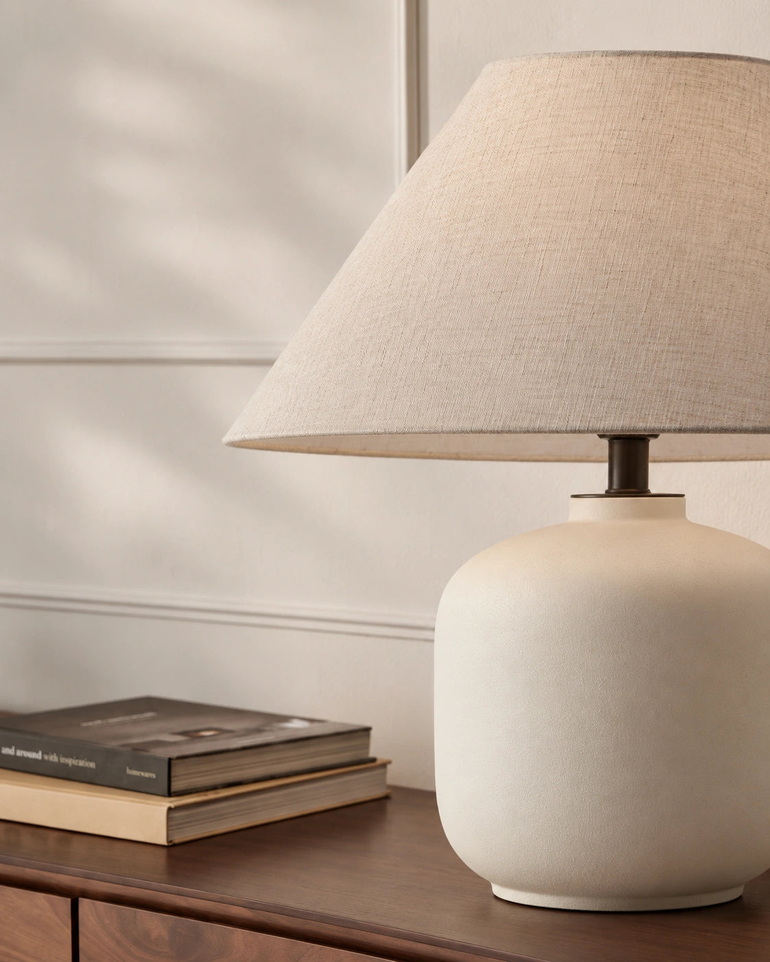 Lampe de chevet beige wadi sabi beige et abat jour beige