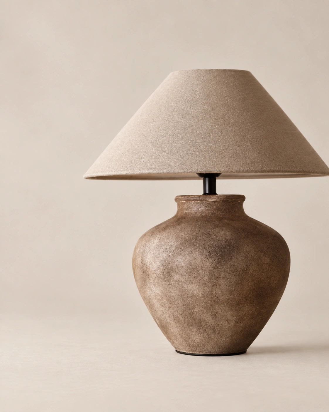Lampe de chevet wadi sabi marron et abat jour beige