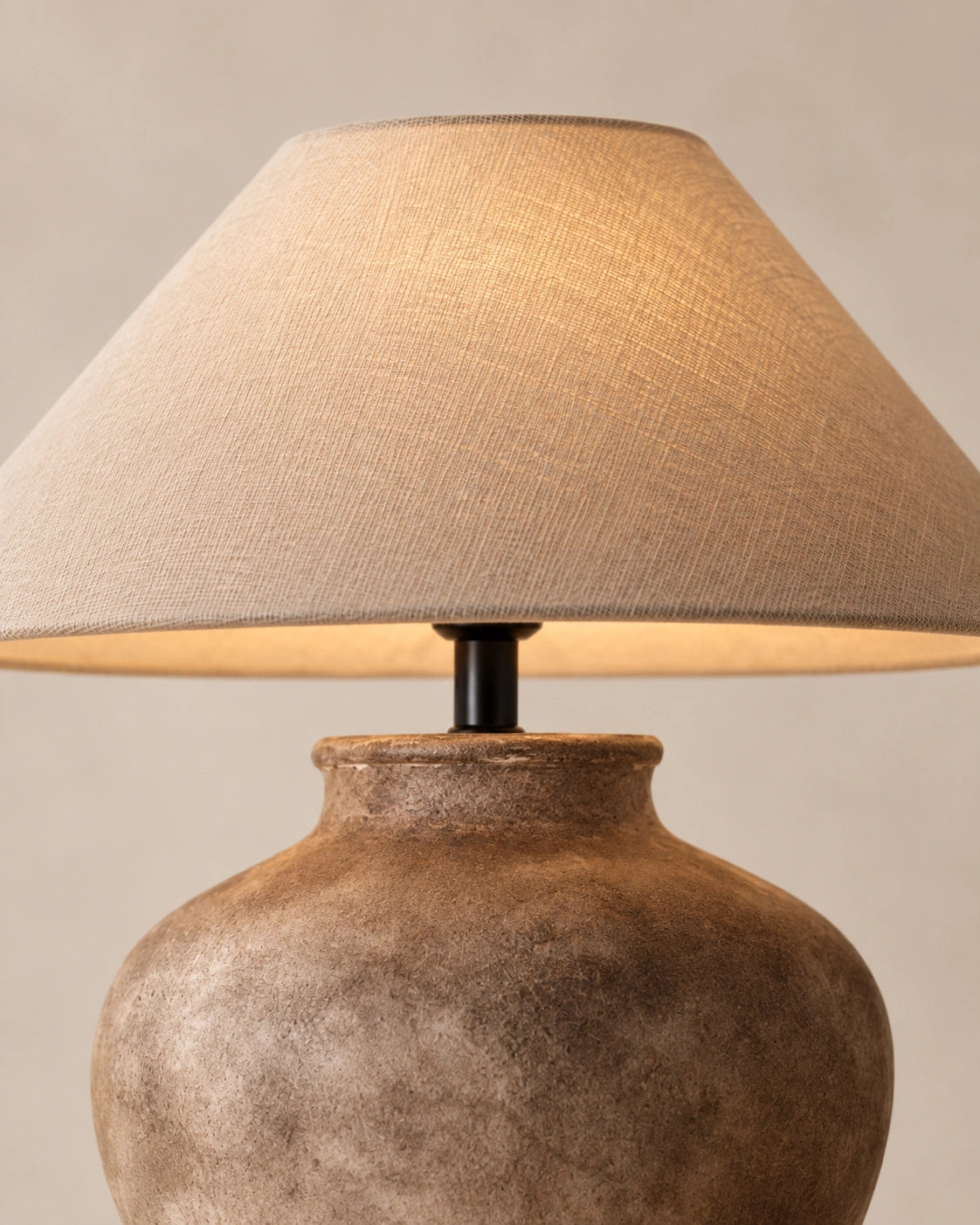 Lampe de chevet wadi sabi marron et abat jour beige