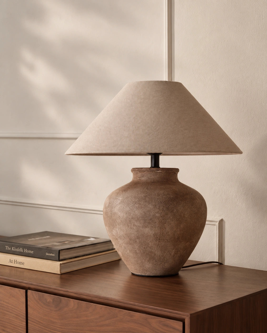Lampe de chevet wadi sabi marron et abat jour beige