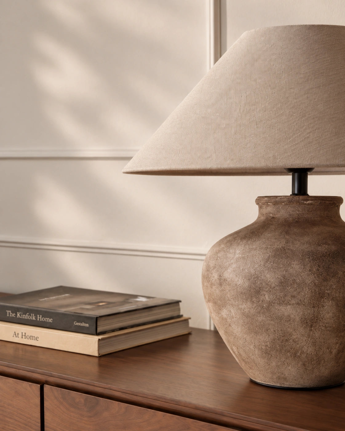 Lampe de chevet wadi sabi marron et abat jour beige