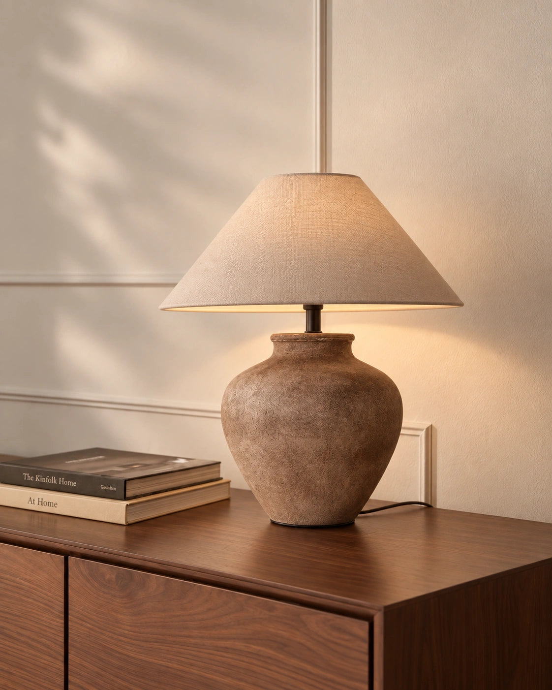 Lampe de chevet wadi sabi marron et abat jour beige