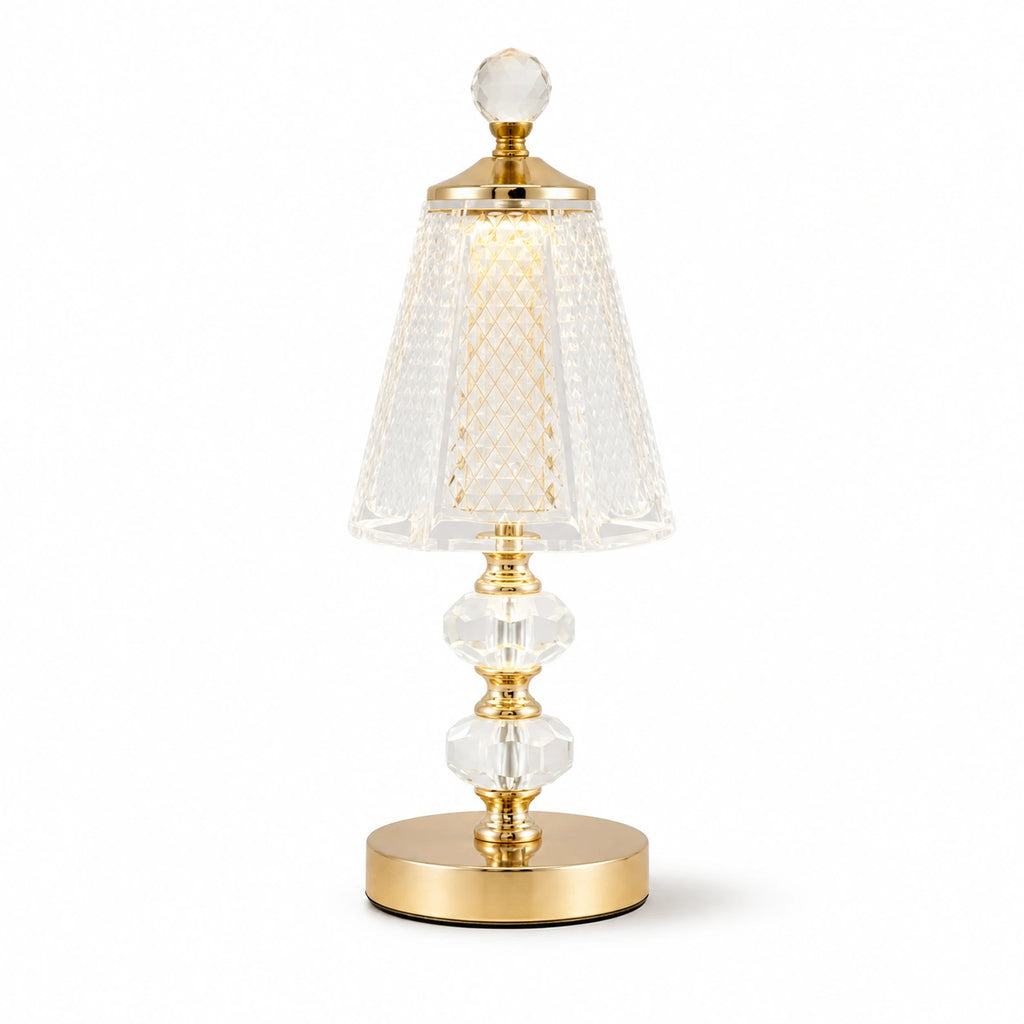 Lampe de chevet Cristal et pied Dorée