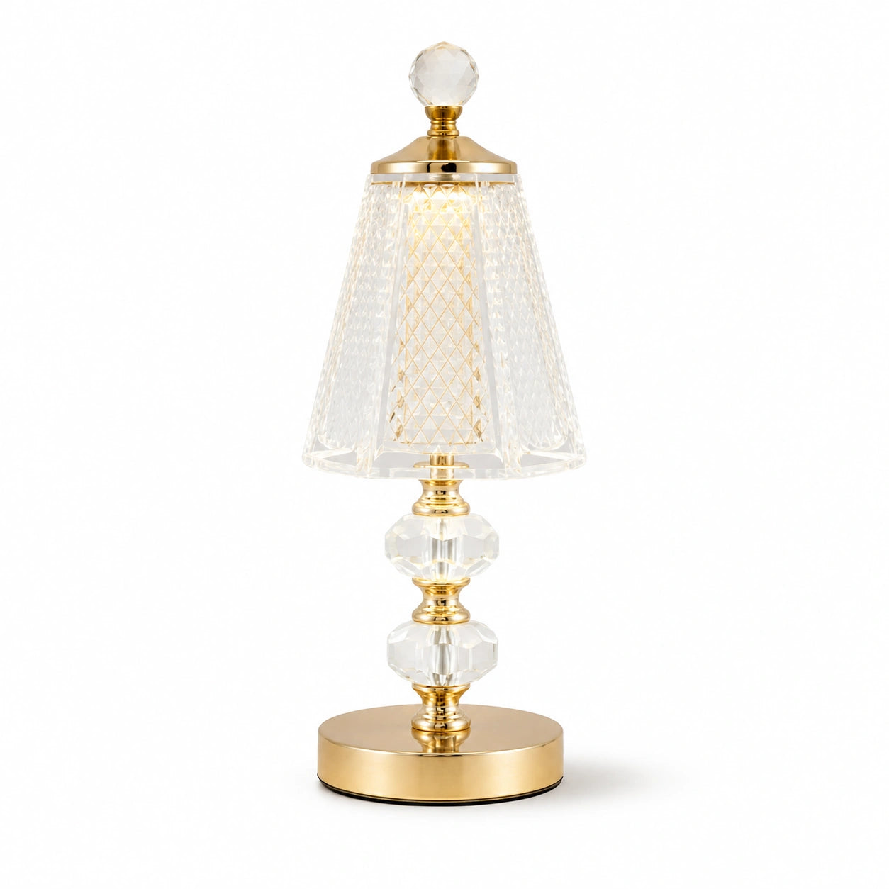 Lampe de chevet Cristal et pied Dorée