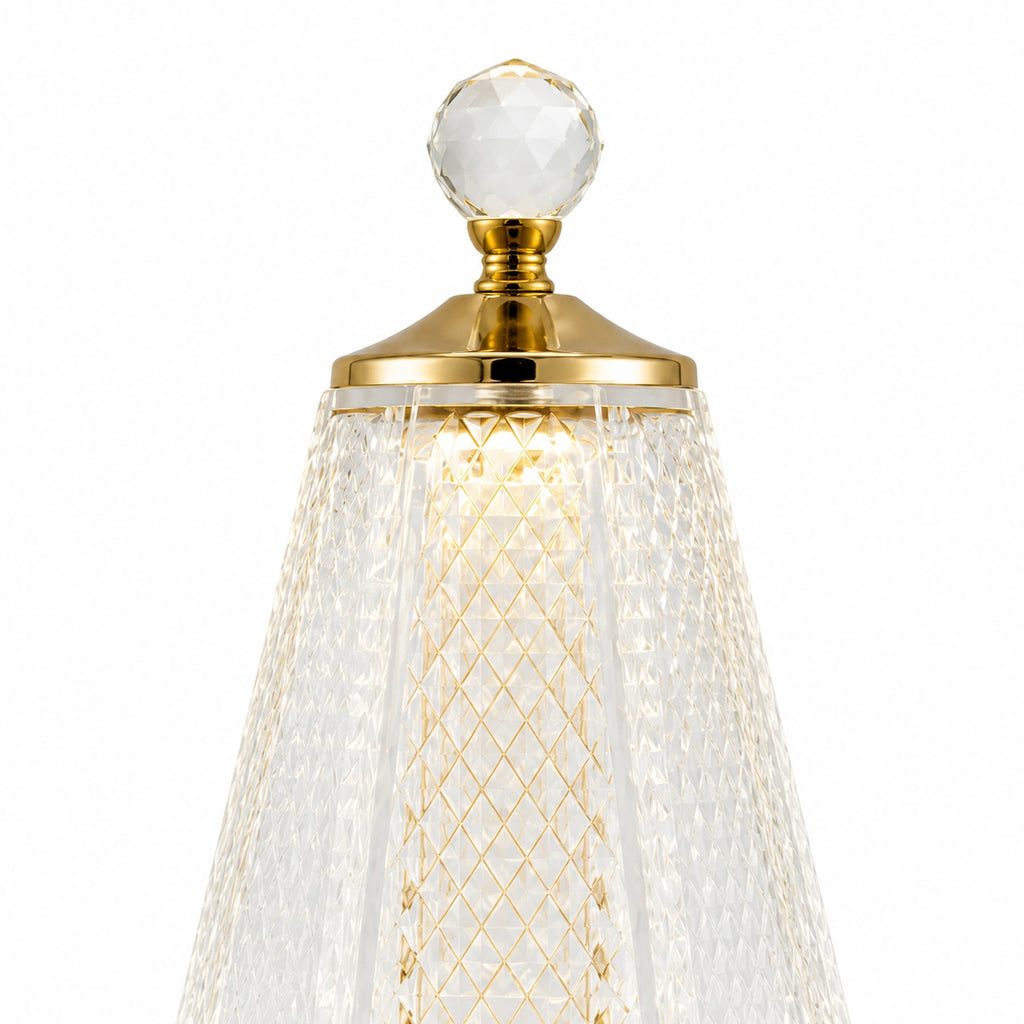Lampe de chevet Cristal et pied Dorée