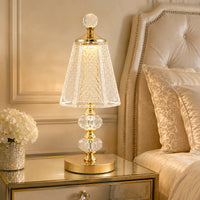 Lampe de chevet Cristal et pied Dorée