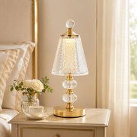 Lampe de chevet Cristal et pied Dorée