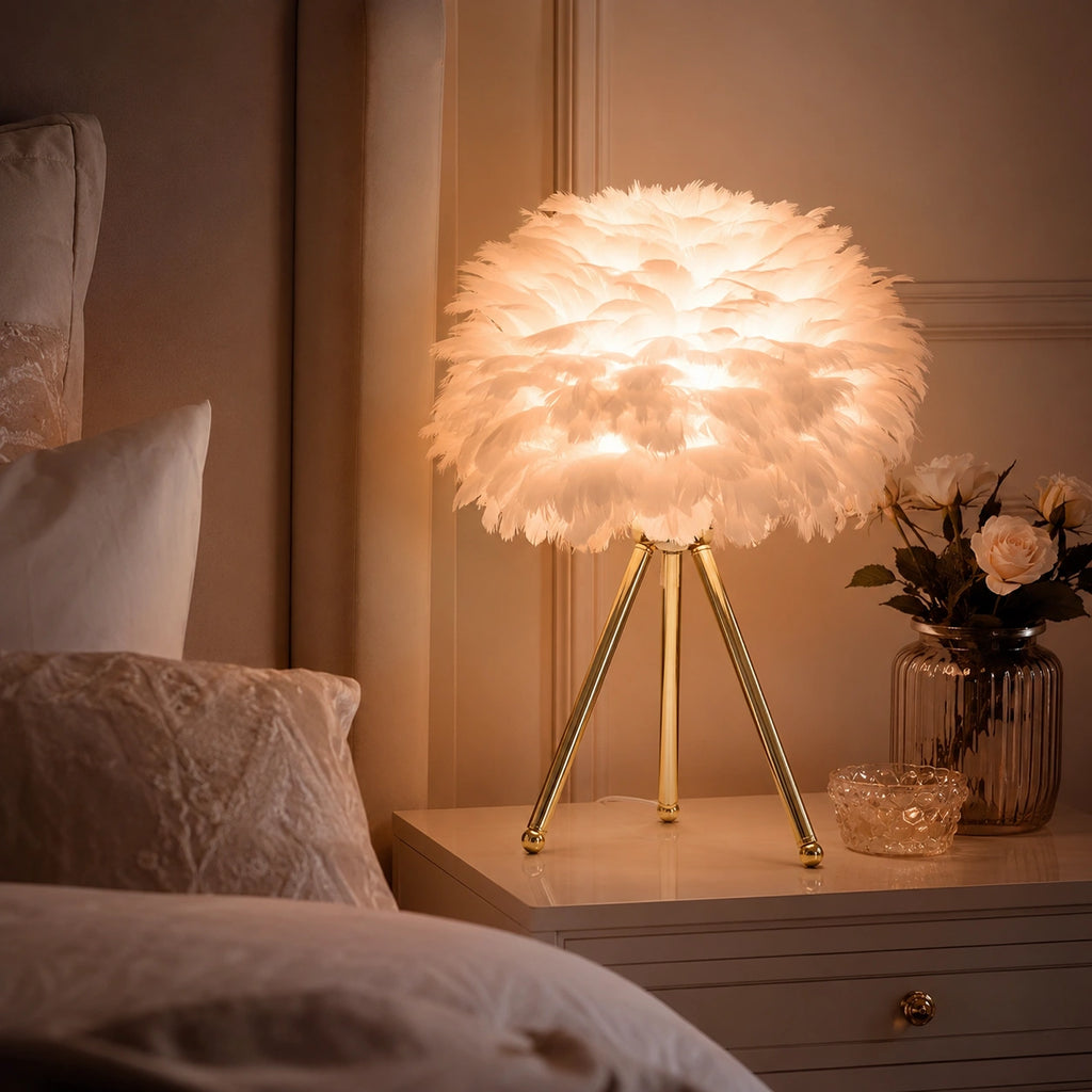 Lampe de chevet Originale à Plume LED