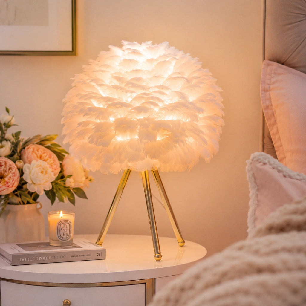 Lampe de chevet Originale à Plume LED