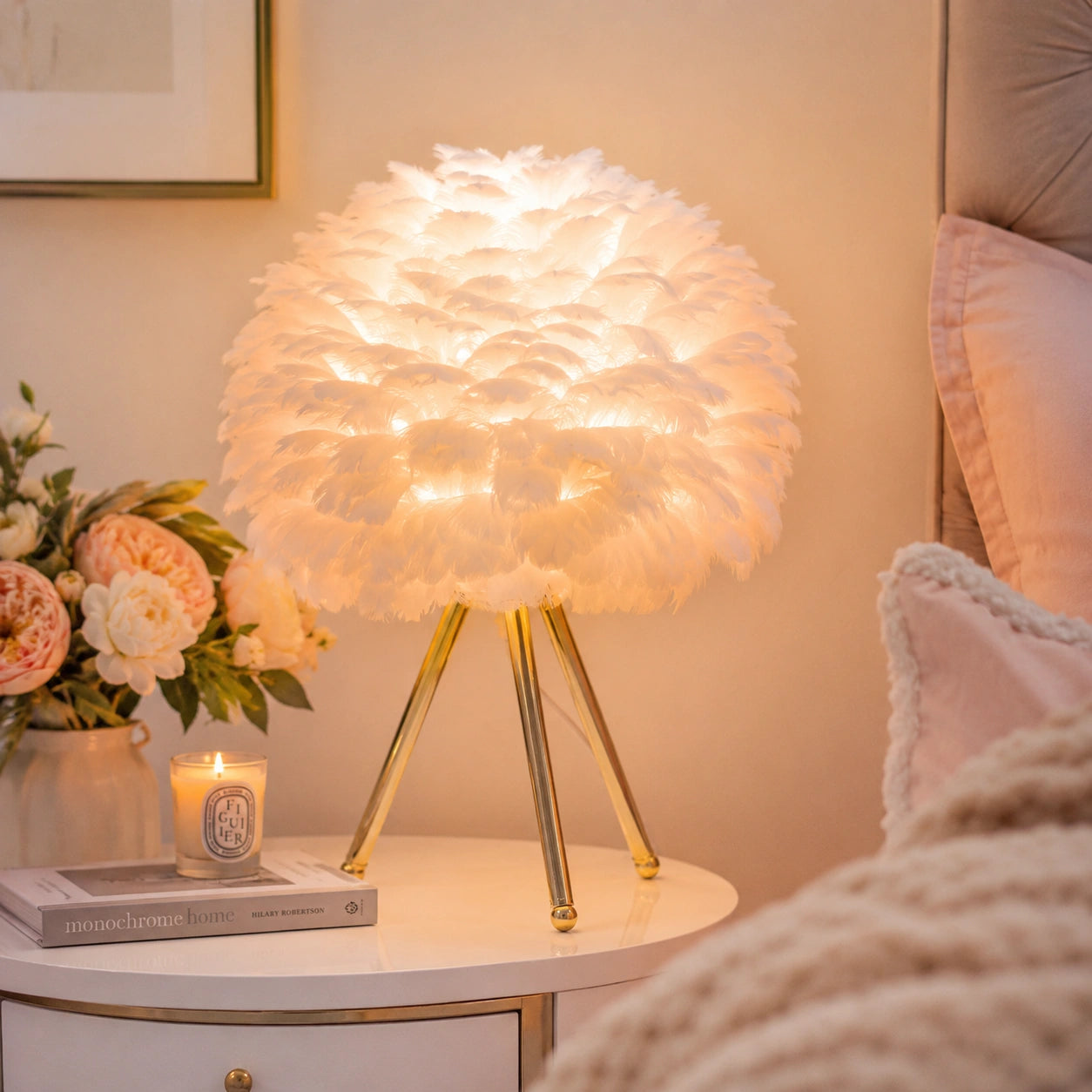 Lampe de chevet Originale à Plume LED