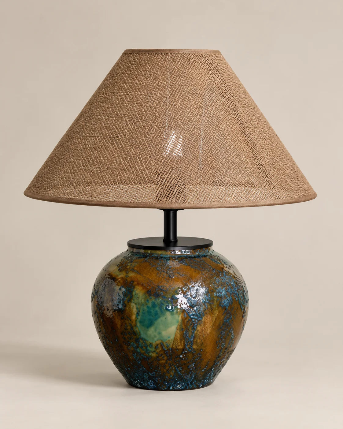 Lampe de chevet céramique marron et verte