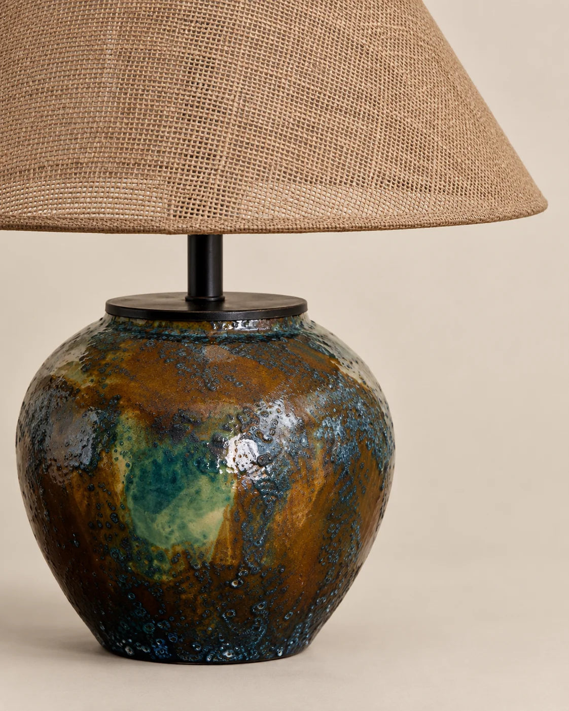 Lampe de chevet céramique marron et verte