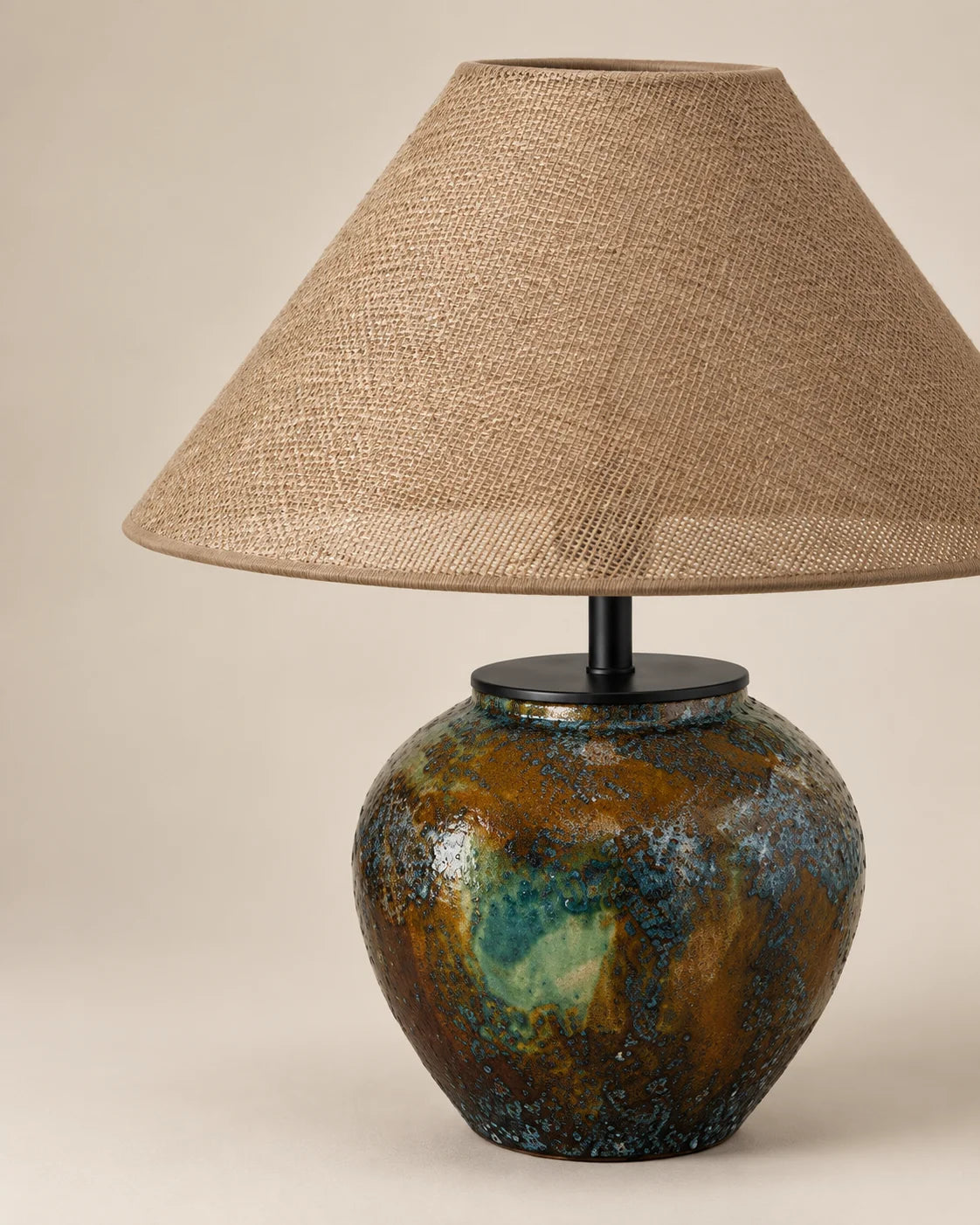 Lampe de chevet céramique marron et verte