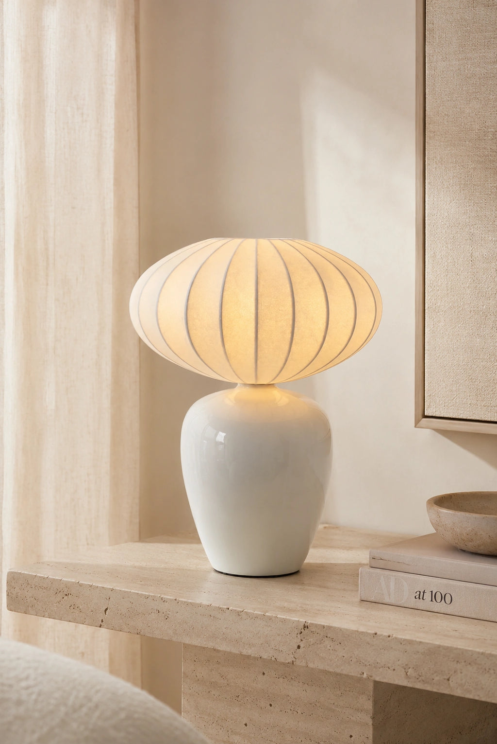 Lampe de chevet blanche en céramique