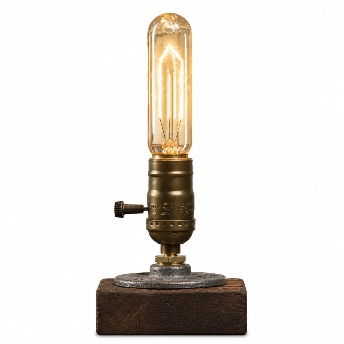 Lampe de chevet industrielle en bois