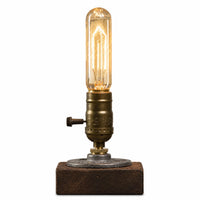 Lampe de chevet industrielle en bois