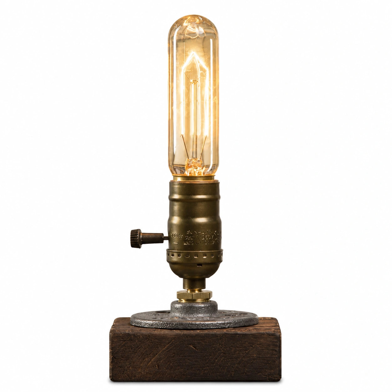 Lampe de chevet industrielle en bois