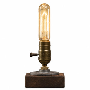 Lampe de chevet industrielle en bois