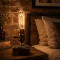 Lampe de chevet industrielle en bois