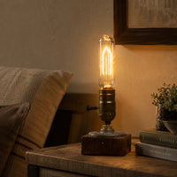 Lampe de chevet industrielle en bois