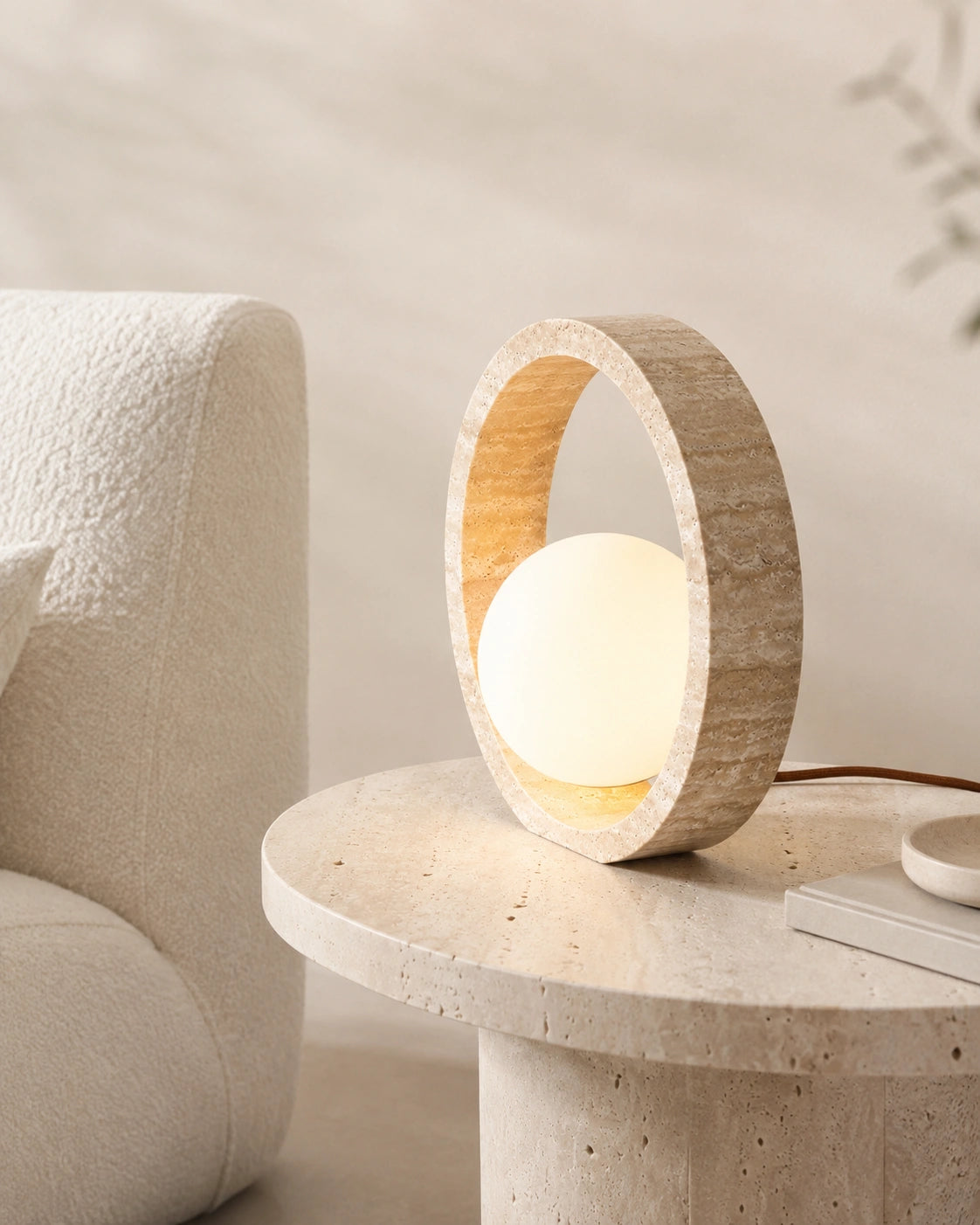Lampe de Chevet Travertin Ronde