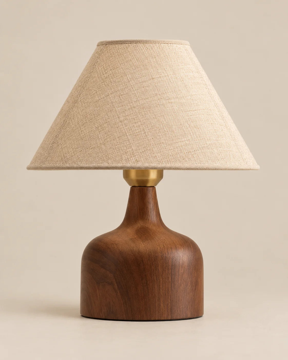 Lampe de chevet céramique imitation bois et abat jour beige