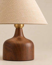 Lampe de chevet céramique imitation bois et abat jour beige