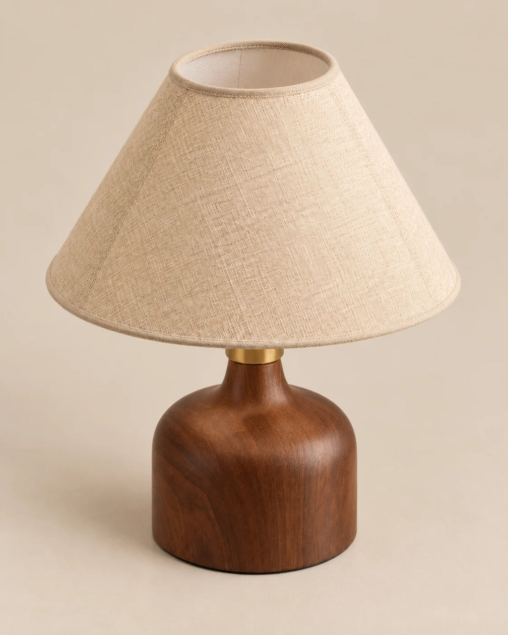 Lampe de chevet céramique imitation bois et abat jour beige