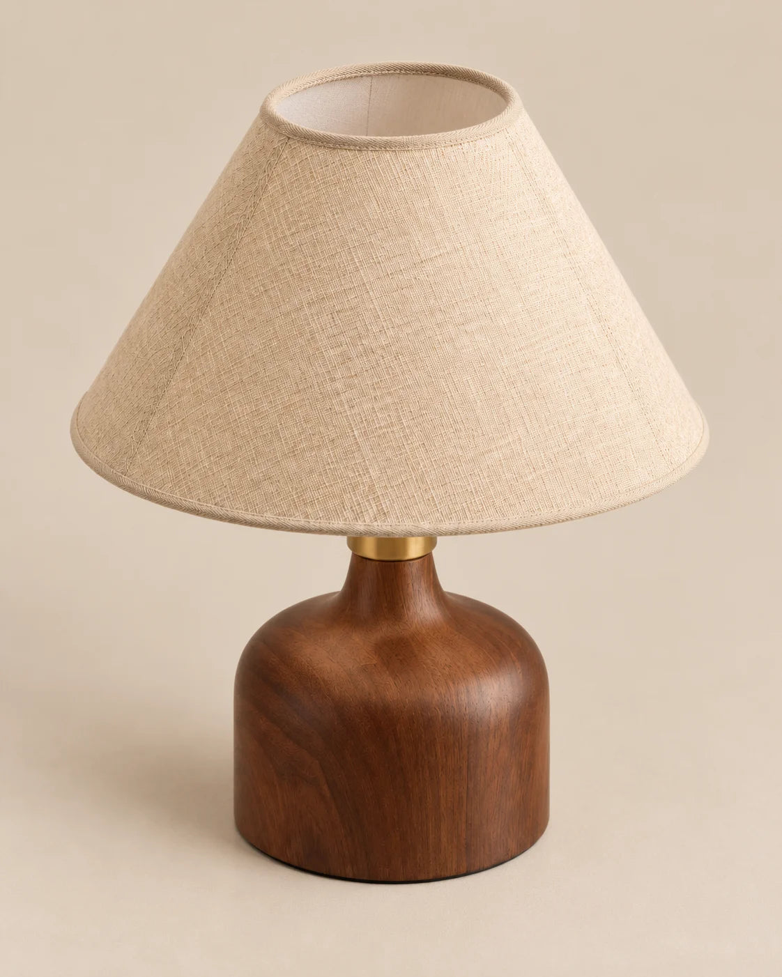 Lampe de chevet céramique imitation bois et abat jour beige