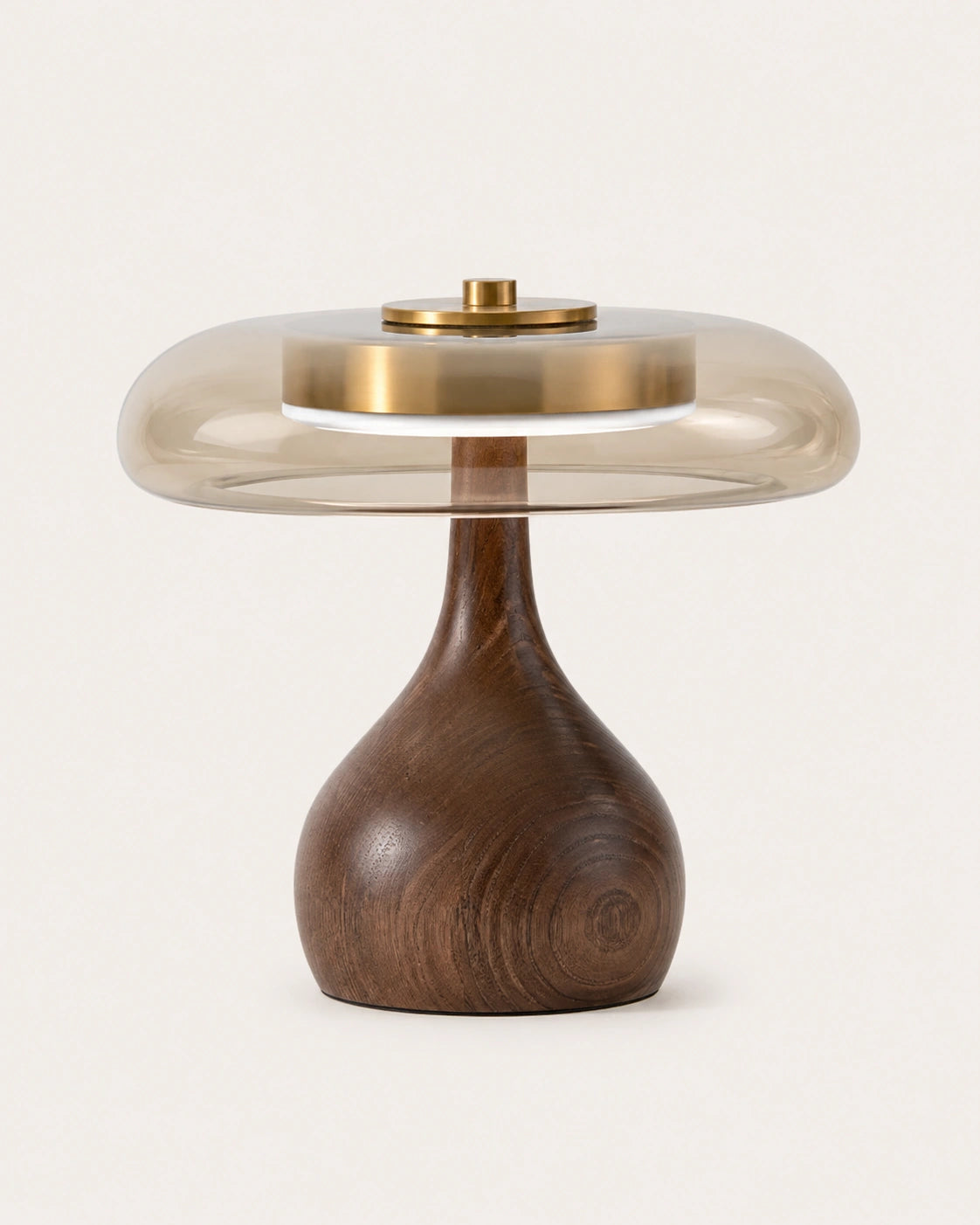 Lampe de chevet vintage en bois et verre