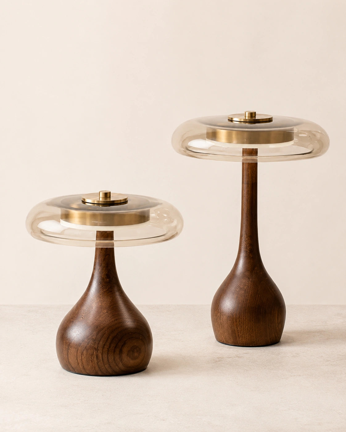 Lampe de chevet vintage en bois et verre