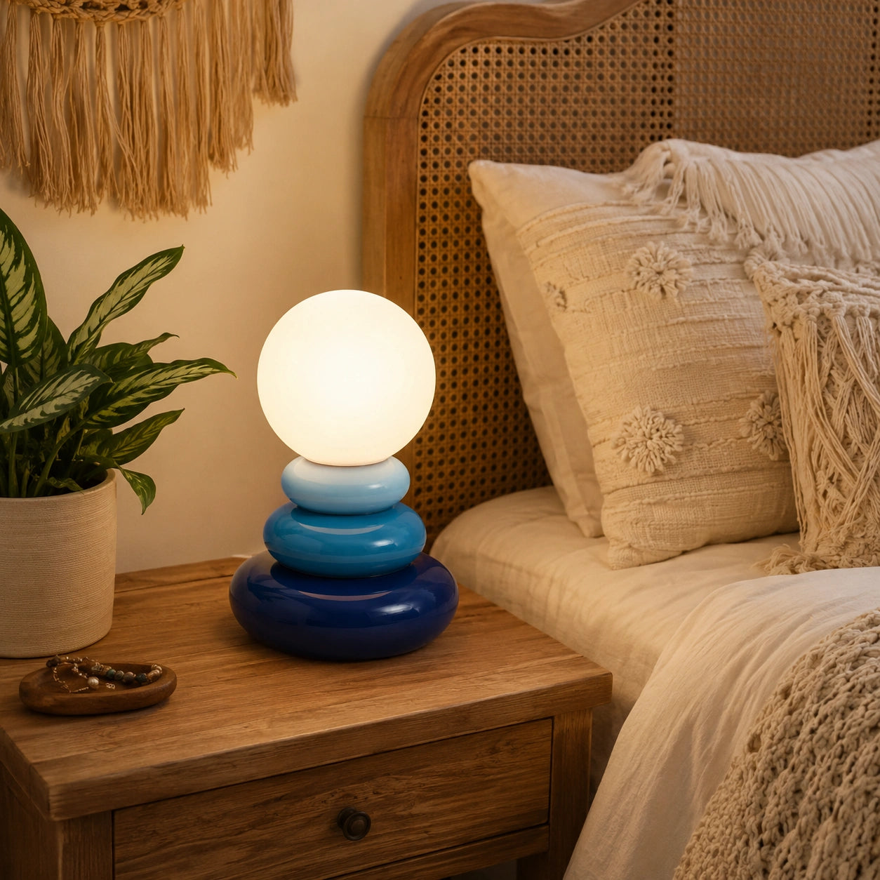 Lampe de chevet Scandinave Pierre Bleue