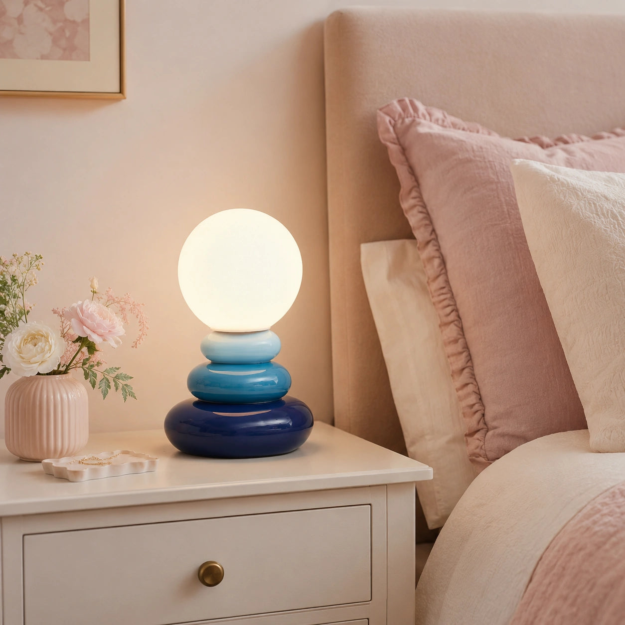 Lampe de chevet Scandinave Pierre Bleue