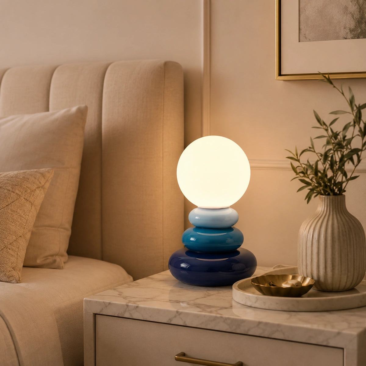 Lampe de chevet Scandinave Pierre Bleue