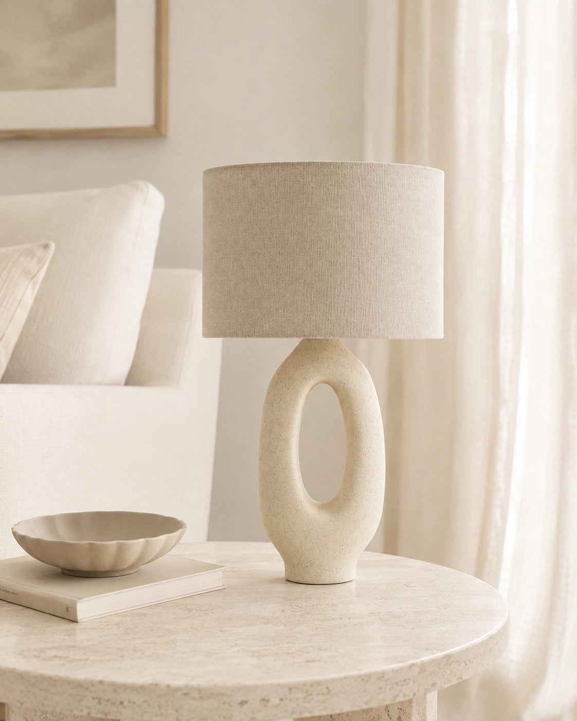 Lampe de chevet moderne beige ovale