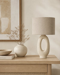 Lampe de chevet beige ovale moderne
