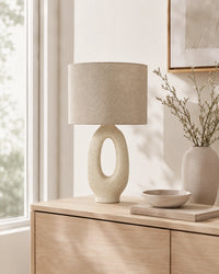 Lampe de chevet beige ovale moderne