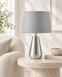 Lampe de chevet moderne argentée grise