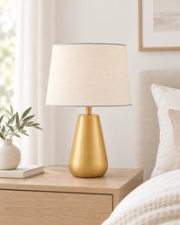 Lampe de chevet moderne dorée blanche