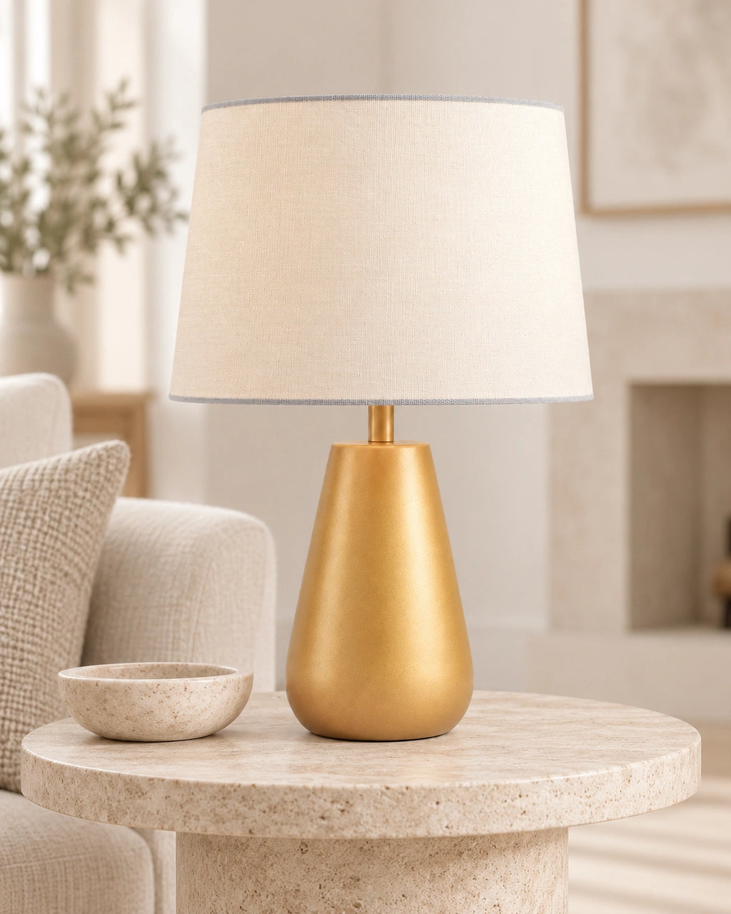Lampe de chevet moderne dorée blanche