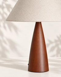 Lampe de chevet japandi en bois et beige